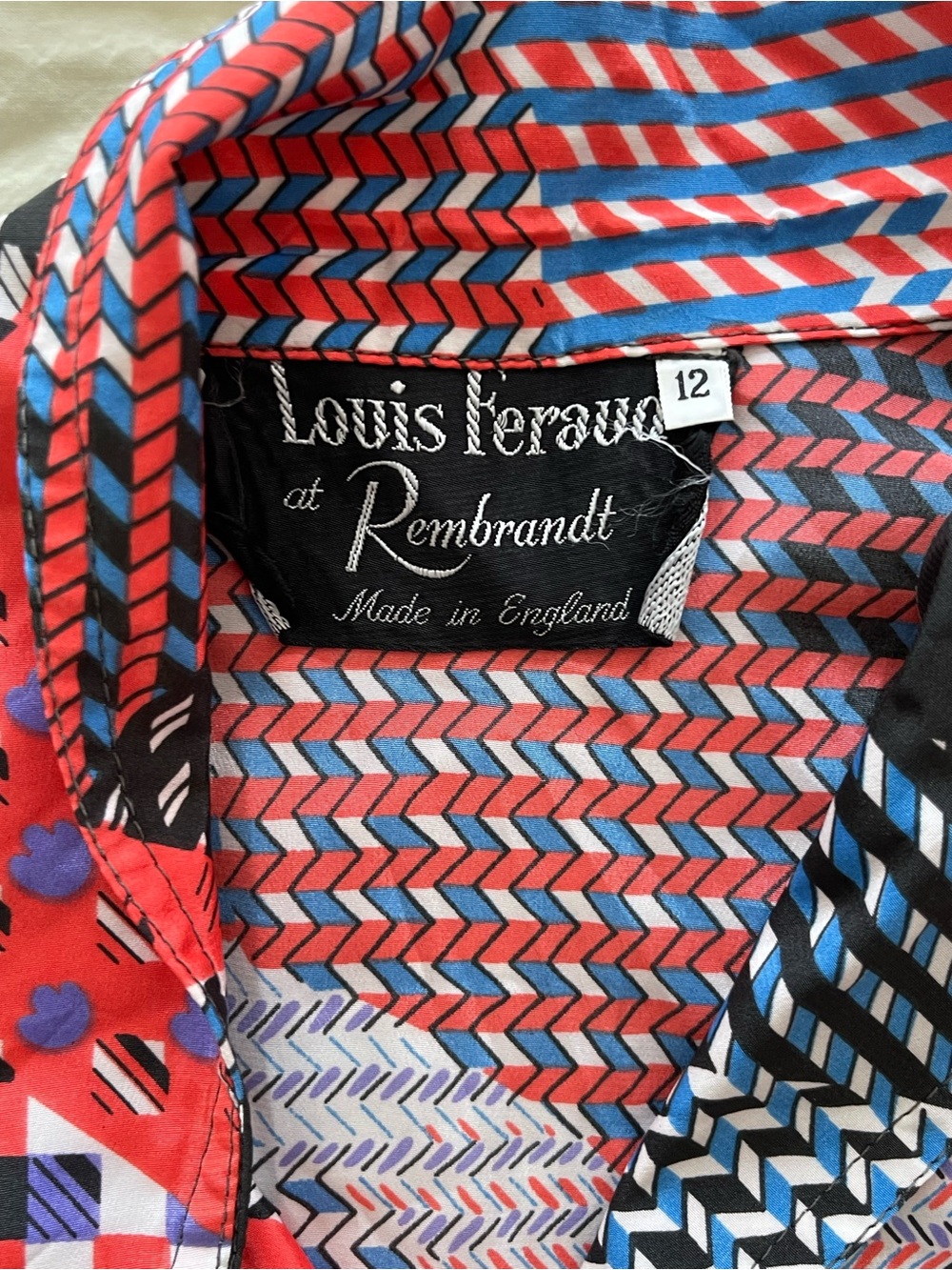Vintage Louis Féraud at Rembrandt Bold Geometric Dress UK 12 Made in England - Picture 6 of 7